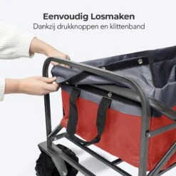 LifeGoods Bolderkar - Opvouwbaar - Tot 80KG - 94L - Wasbaar Polyester - 98x45cm - Rood/Grijs -Buitenkampeer Winkel 1200x1200 1248