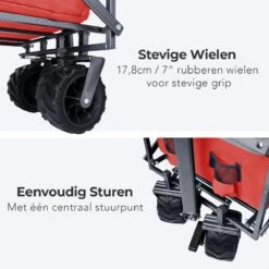 LifeGoods Bolderkar - Opvouwbaar - Tot 80KG - 94L - Wasbaar Polyester - 98x45cm - Rood/Grijs -Buitenkampeer Winkel 1200x1200 1249