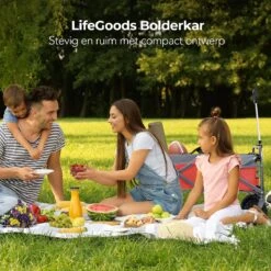 LifeGoods Bolderkar - Opvouwbaar - Tot 80KG - 94L - Wasbaar Polyester - 98x45cm - Rood/Grijs -Buitenkampeer Winkel 1200x1200 1250
