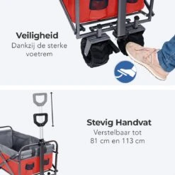 LifeGoods Bolderkar - Opvouwbaar - Tot 80KG - 94L - Wasbaar Polyester - 98x45cm - Rood/Grijs -Buitenkampeer Winkel 1200x1200 1251