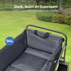 LifeGoods Bolderkar - Opvouwbaar - Tot 80KG - 94L - Wasbaar Polyester - 98x45cm - Zwart/Grijs -Buitenkampeer Winkel 1200x1200 1264