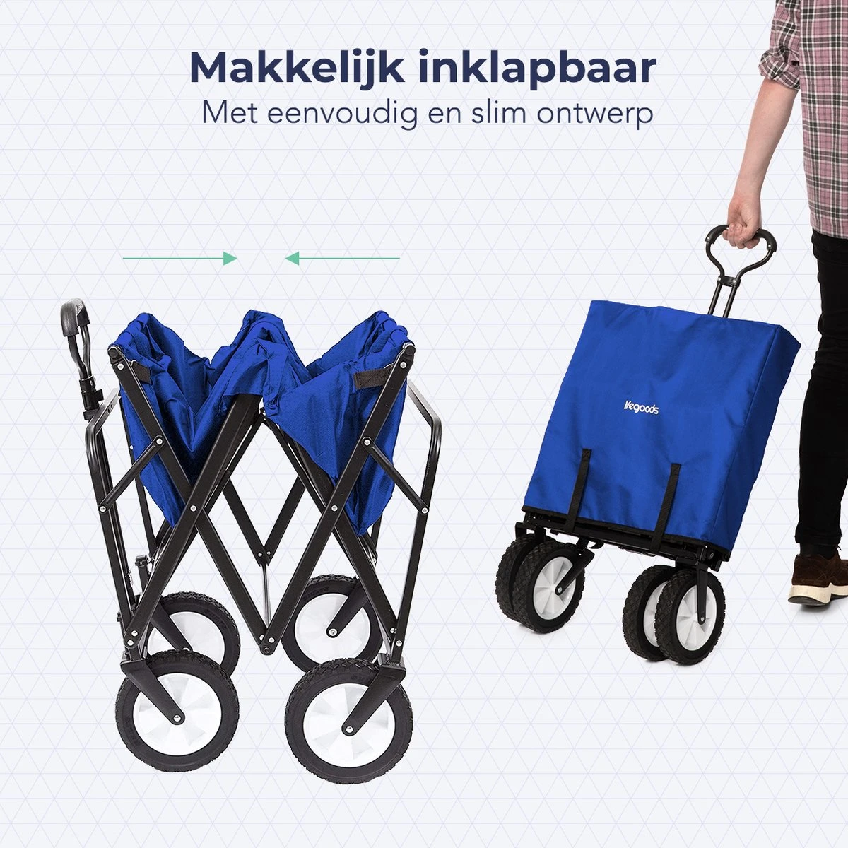 LifeGoods Bolderkar - Opvouwbaar - Draaibare Wielen - 2 Standen - 70KG Draagkracht - Blauw 3 LifeGoods Bolderkar - Opvouwbaar - Draaibare Wielen - 2 Standen - 70KG Draagkracht - Blauw - Afbeelding 3