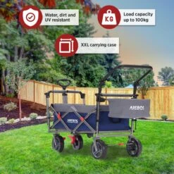 AREBOS Premium Steekwagen Met Dak Opvouwbare Tuinkar Handkar Bolderkar Blauw / Grijs -Buitenkampeer Winkel 1200x1200 1308