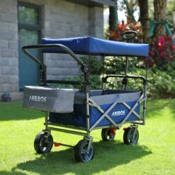 AREBOS Premium Steekwagen Met Dak Opvouwbare Tuinkar Handkar Bolderkar Blauw / Grijs -Buitenkampeer Winkel 1200x1200 1309