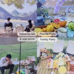 Buxibo - Lichtgewicht Vouwbare Campingtafel - Inklapbaar - Vis/Tuin/Picknick Tafel - Kamperen - Met Opberghoes - Aluminium - Grijs -Buitenkampeer Winkel 1200x1200 220