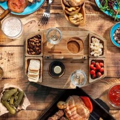 Merkloos Houten Outdoor Wijntafel Draagbare Houten Picknicktafel Mini Campingtafels Met Wijnglas Houder Voor Tuin Outdoor Camping Picknick Strand - Plataan Hout - Wijn -Buitenkampeer Winkel 1200x1200 223