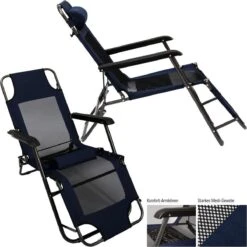 Ligstoel 155x60cm - Opvouwbaar Campingstoel Ligbed Strandstoel Tuinstoel Vouwligstoel Blauw -Buitenkampeer Winkel 1200x1200 249