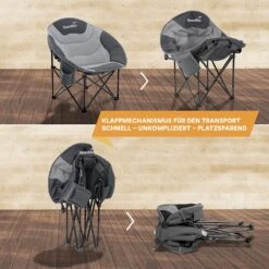 Skandika Moonchair Sirkka – Campingstoelen – Klapstoel – Vouwstoel – Kampeerstoel - Grote, Comfortabele, Campingstoel Opvouwbaar, Gepolsterd, Koelvak, Drinkhouder, Draaggreep En Draagtas, Antislipvoetjes - Max. 150 Kg – Zwart/grijs -Buitenkampeer Winkel 1200x1200 288