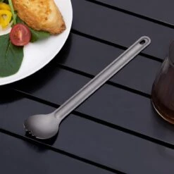 Navaris Spork En Lepel Met Extra Lange Handgreep - Campingbestek Van Titanium - Bestek Voor Onderweg - Lichtgewicht - Inclusief Bewaarzakje -Buitenkampeer Winkel 1200x1200 435