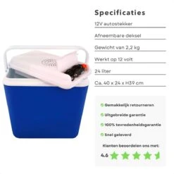 Cheqo® Elektrische Koelbox Voor Auto - 12V - 24L - Blauw - Autostekker - Afneembaar Deksel & Handvat - 2.2kg - 40x24x39cm -Buitenkampeer Winkel 1200x1200 5