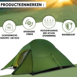 Cloud Up 3 Upgraded - Naturehike® - Tent 3 Persoons - Lichtgewicht Tent - Incl. Grondzeil - 20D 4000MM - Outdoor Kampeertent - Waterdicht - Hiking & Wandelen -Buitenkampeer Winkel 1200x1200 552