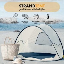 Deryan Luxe Pop Up Strandtent - Anti-UV 50+ - Cream -Buitenkampeer Winkel 1200x1200 578