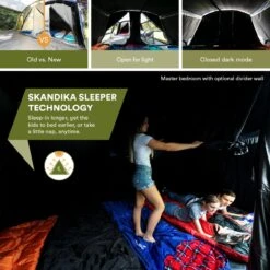 Skandika Montana 8 Sleeper Tent – Tunneltent – 8 Persoons Familietent - Campingtent – Sleeper Technology (2 Tot 4 Extra Donkere Slaapcabines) – Ingenaaide Tentvloer - Muggengaas – 700 X 310 X 200 Cm (LxBxH) – 5000mm Waterkolom – Kamperen – Blauw/wit 11 Skandika Montana 8 Sleeper Tent – Tunneltent – 8 Persoons Familietent - Campingtent – Sleeper Technology (2 Tot 4 Extra Donkere Slaapcabines) – Ingenaaide Tentvloer - Muggengaas – 700 X 310 X 200 Cm (LxBxH) – 5000mm Waterkolom – Kamperen – Blauw/wit -Buitenkampeer Winkel 1200x1200 580