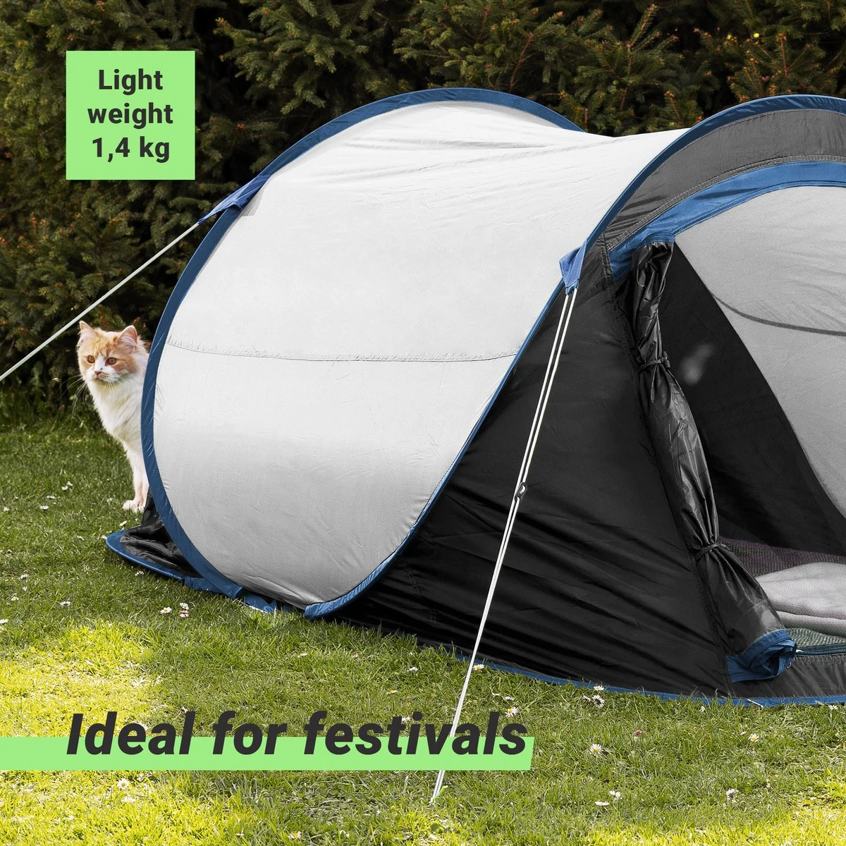 JEMIDI Tweepersoons Pop-up Tent - Opgooitent, Werptent Voor 2 Personen - Ideaal Als Festivaltent Of Kampeertent - Verschillende Kleuren 6 JEMIDI Tweepersoons Pop-up Tent - Opgooitent, Werptent Voor 2 Personen - Ideaal Als Festivaltent Of Kampeertent - Verschillende Kleuren - Afbeelding 6