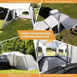 Skandika Pitea XL CROSS Tent – Koepeltenten - Autotent – Campingtent Voor SUV, Caddy, Auto, CUV - Voor Max. 4 Personen – Vrijstaand – Met/zonder Slaapcabine – Max. Stahoogte 230 Cm – 3000mm Waterkolom - 475 X 290 X 230 Cm (LxBxH) – Kamperen - Grijs -Buitenkampeer Winkel 1200x1200 591