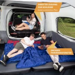 Skandika Pitea XL CROSS Tent – Koepeltenten - Autotent – Campingtent Voor SUV, Caddy, Auto, CUV - Voor Max. 4 Personen – Vrijstaand – Met/zonder Slaapcabine – Max. Stahoogte 230 Cm – 3000mm Waterkolom - 475 X 290 X 230 Cm (LxBxH) – Kamperen - Grijs -Buitenkampeer Winkel 1200x1200 593