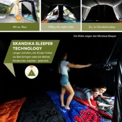 Skandika Nimbus Sleeper 12 Tent – Koepeltenten – 12 Persoons Familietent - Campingtent – Muggengaas – Sleeper Technology (3 Extra Donkere Slaapcabines) – 760 X 630 X 215 Cm (LxBxH) – 5000 Mm Waterkolom – Camping, Tuin – Kamperen – Blauw/wit -Buitenkampeer Winkel 1200x1200 598