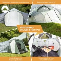 Skandika Bern 4 Koepeltent - Koepeltent - Tenten - 4 Persoons Kampeertent Met Panoramisch Dakraam, 2 Slaapcabines, Grondzeil, 210 Cm Stahoogte, Waterdicht, 4000 Mm Waterkolom - Grote Outdoor Familie Tent, Kampeertent - Grijs -Buitenkampeer Winkel 1200x1200 609