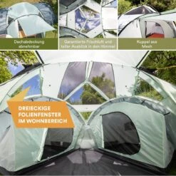 Skandika Bern 4 Koepeltent - Koepeltent - Tenten - 4 Persoons Kampeertent Met Panoramisch Dakraam, 2 Slaapcabines, Grondzeil, 210 Cm Stahoogte, Waterdicht, 4000 Mm Waterkolom - Grote Outdoor Familie Tent, Kampeertent - Grijs -Buitenkampeer Winkel 1200x1200 610