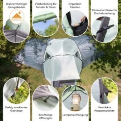 Skandika Bern 4 Koepeltent - Koepeltent - Tenten - 4 Persoons Kampeertent Met Panoramisch Dakraam, 2 Slaapcabines, Grondzeil, 210 Cm Stahoogte, Waterdicht, 4000 Mm Waterkolom - Grote Outdoor Familie Tent, Kampeertent - Grijs -Buitenkampeer Winkel 1200x1200 612