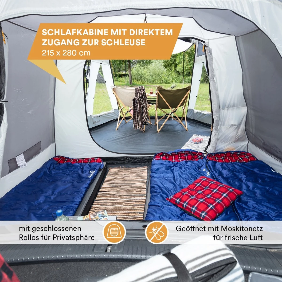 Skandika Pitea XL UP Tent – Koepeltenten - Autotent – 4 Persoons Campingtent Voor SUV, Caddy, Auto, CUV – Vrijstaand – Met/zonder Slaapcabine – Max. Stahoogte 200 Cm – Waterdicht Met 3000mm Waterkolom - 515 X 300 X 200 Cm (LxBxH) – Kamperen - Grijs 3 Skandika Pitea XL UP Tent – Koepeltenten - Autotent – 4 Persoons Campingtent Voor SUV, Caddy, Auto, CUV – Vrijstaand – Met/zonder Slaapcabine – Max. Stahoogte 200 Cm – Waterdicht Met 3000mm Waterkolom - 515 X 300 X 200 Cm (LxBxH) – Kamperen - Grijs - Afbeelding 3