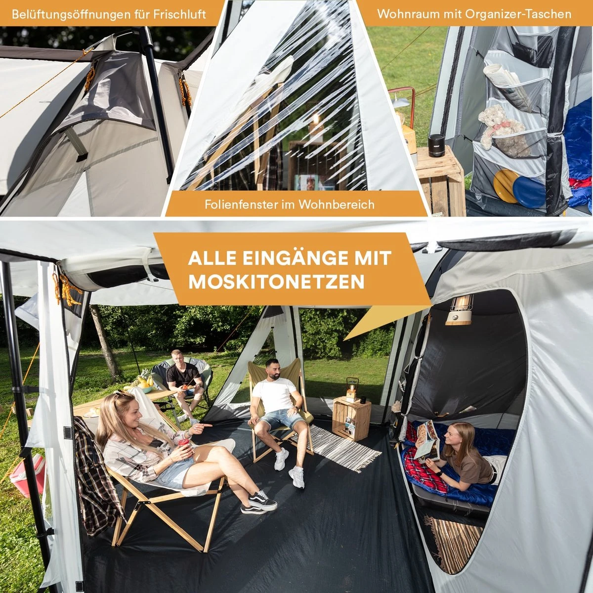 Skandika Pitea XL UP Tent – Koepeltenten - Autotent – 4 Persoons Campingtent Voor SUV, Caddy, Auto, CUV – Vrijstaand – Met/zonder Slaapcabine – Max. Stahoogte 200 Cm – Waterdicht Met 3000mm Waterkolom - 515 X 300 X 200 Cm (LxBxH) – Kamperen - Grijs 7 Skandika Pitea XL UP Tent – Koepeltenten - Autotent – 4 Persoons Campingtent Voor SUV, Caddy, Auto, CUV – Vrijstaand – Met/zonder Slaapcabine – Max. Stahoogte 200 Cm – Waterdicht Met 3000mm Waterkolom - 515 X 300 X 200 Cm (LxBxH) – Kamperen - Grijs - Afbeelding 7