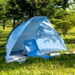 Navaris Windscherm Voor Het Strand - Zon- En Windbescherming Voor Drie Personen - Pop-up Speeltent Met UV- Bescherming - Beach Shelter Met Draagtas -Buitenkampeer Winkel 1200x1200 708