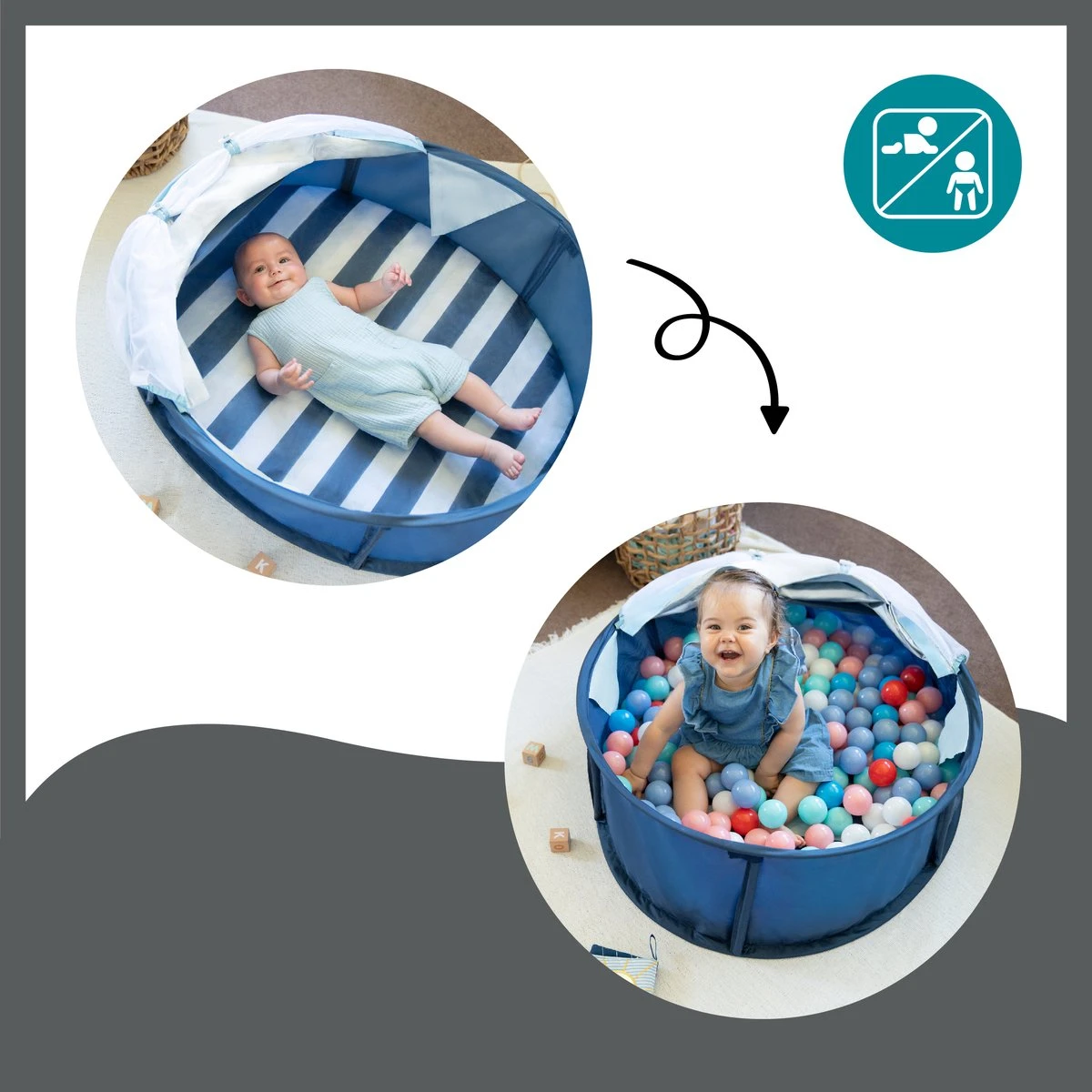 Babymoov Babyni Speelruimte & Extra Bedje Anti-UV FPS 50+ Marinière 7 Babymoov Babyni Speelruimte & Extra Bedje Anti-UV FPS 50+ Marinière - Afbeelding 7