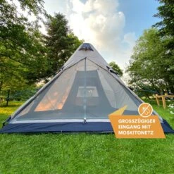 Skandika Tipi Kotona Air Opblaasbare Tent – Opblaasbare Tenten - 4 Persoons Tipi Tent – Tenten - Campingtent – Ingenaaide Tentvloer – Muggengaas – 260 Cm Stahoogte – 490 X 370 X 260 (L X B X H) – Outdoor, Camping, Tuin – Luchttent - Kamperen - Beige -Buitenkampeer Winkel 1200x1200 731