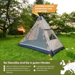 Skandika Tipi Kotona Air Opblaasbare Tent – Opblaasbare Tenten - 4 Persoons Tipi Tent – Tenten - Campingtent – Ingenaaide Tentvloer – Muggengaas – 260 Cm Stahoogte – 490 X 370 X 260 (L X B X H) – Outdoor, Camping, Tuin – Luchttent - Kamperen - Beige -Buitenkampeer Winkel 1200x1200 734