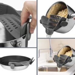 SensaHome- Siliconen Vergiet - Keuken Afgietdeksel - Afgiethulp - Siliconen - BPA Vrij - Grijs -Buitenkampeer Winkel 1200x1200 756