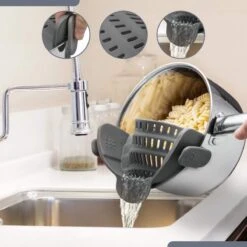 SensaHome- Siliconen Vergiet - Keuken Afgietdeksel - Afgiethulp - Siliconen - BPA Vrij - Grijs -Buitenkampeer Winkel 1200x1200 758