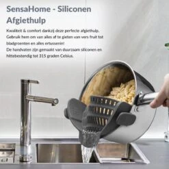 SensaHome- Siliconen Vergiet - Keuken Afgietdeksel - Afgiethulp - Siliconen - BPA Vrij - Grijs -Buitenkampeer Winkel 1200x1200 763