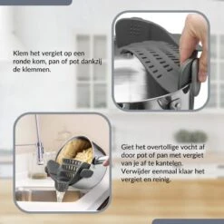 SensaHome- Siliconen Vergiet - Keuken Afgietdeksel - Afgiethulp - Siliconen - BPA Vrij - Grijs -Buitenkampeer Winkel 1200x1200 764