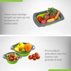 Buxibo - 3-Delige Keuken Vergiet Set Inklapbaar Groen/Grijs -Buitenkampeer Winkel 1200x1200 820