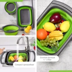 Buxibo - 3-Delige Keuken Vergiet Set Inklapbaar Groen/Grijs -Buitenkampeer Winkel 1200x1200 821