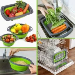 Buxibo - 3-Delige Keuken Vergiet Set Inklapbaar Groen/Grijs -Buitenkampeer Winkel 1200x1200 827