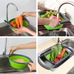 Buxibo - 3-Delige Keuken Vergiet Set Inklapbaar Groen/Grijs -Buitenkampeer Winkel 1200x1200 828