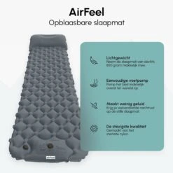 AirFeel Opblaasbaar Slaapmatje - Ingebouwde Pomp En Kussen - Lichtgewicht - 196 X 60 X 6cm - Gray -Buitenkampeer Winkel 1200x1200 849