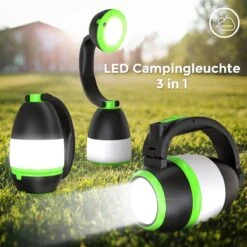 B.K.Licht - LED Kampeerlamp - Zaklamp - 3 In 1 Zaklantaarn Voor Kinderen - Tafellamp - Tentlamp - Opvouwbaar - Zwart Groen - 140 Lumen - IP20 -Buitenkampeer Winkel 1200x1200 946
