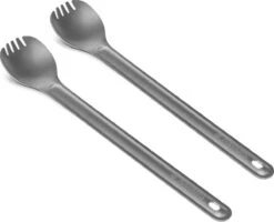 Navaris 2x Spork Met Extra Lange Handgreep - Set Van 2 - Campingbestek Van Titanium - Bestek Voor Onderweg - Lichtgewicht - Inclusief Bewaarzakje -Buitenkampeer Winkel 1200x974 4