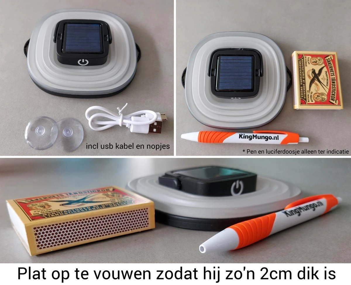 Solar Led Camping Lamp - Tent Verlichting Oplaadbaar - Solar Lantaarn Tafellamp Opvouwbare Campinglamp - King Mungo 3 Solar Led Camping Lamp - Tent Verlichting Oplaadbaar - Solar Lantaarn Tafellamp Opvouwbare Campinglamp - King Mungo - Afbeelding 3