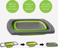 Buxibo - 3-Delige Keuken Vergiet Set Inklapbaar Groen/Grijs -Buitenkampeer Winkel 1200x979 1