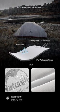 Cloud Up 1 Upgraded - Naturehike® - 1 Persoons Tent - Lichtgewicht Tent - Incl. Grondzeil - 210T 3000mm - Outdoor - Waterdicht - Hiking & Wandelen -Buitenkampeer Winkel 637x1200 1