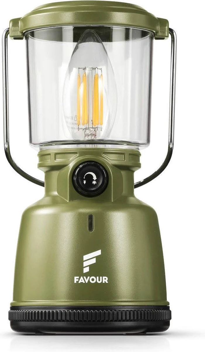 Favour L0818 Retro Camping Lamp Oplaadbaar LED, 320 Lumen, IP64 Waterdicht, Draagbare Kampeerlamp, Tentlamp, Acculamp, Traploos Dimbare Lamp Incl. Kaarslicht-modus, Groen 1 Favour L0818 Retro Camping Lamp Oplaadbaar LED, 320 Lumen, IP64 Waterdicht, Draagbare Kampeerlamp, Tentlamp, Acculamp, Traploos Dimbare Lamp Incl. Kaarslicht-modus, Groen